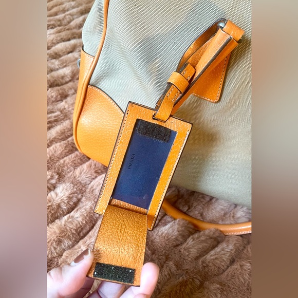 PRADA Canvas Leather Boston Bag. Color beige and orange - Picture 8 of 10